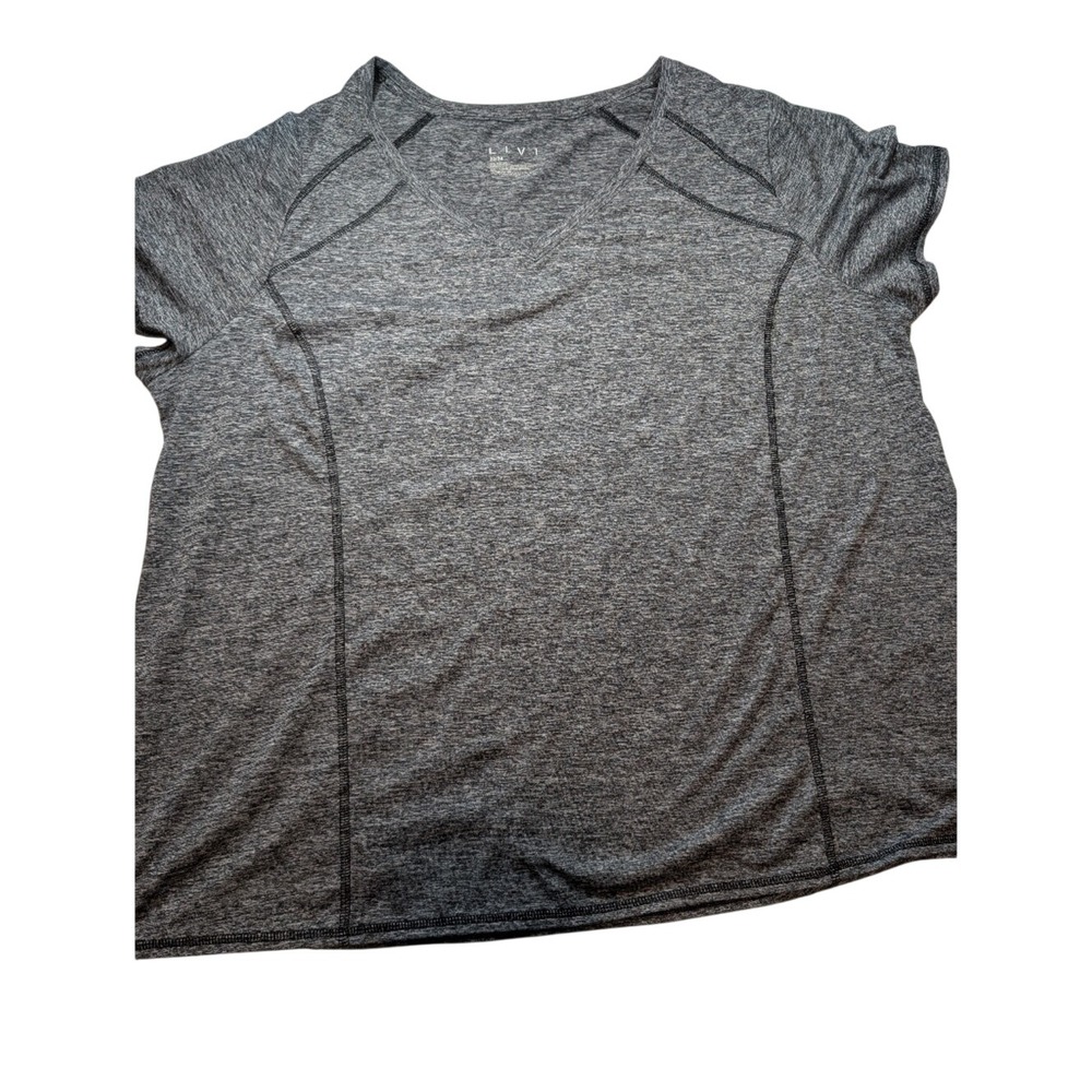 Livi Active T-Shirt Womens 22/24 Gray Heathered V-Neck Short Sleeve Athletic Top